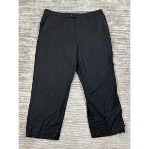 Calvin‎ Klein Pants Mens Black Pinstriped Straight Leg Career Casual